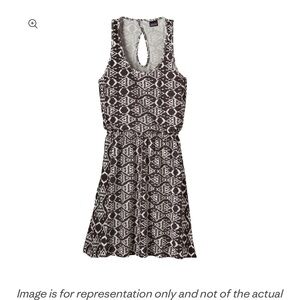 Patagonia West Ashley Dress brown and white fish pattern keyhole back size M
